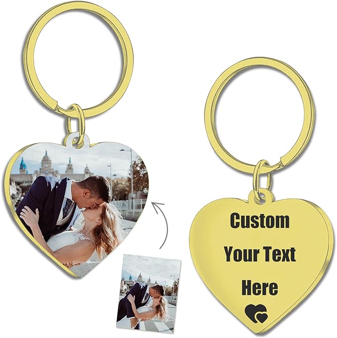 Heart shape Gifts for Mum Keyring Personalised with Photo Personalised Gift Funny Gifts for Women Keyring with Engraving