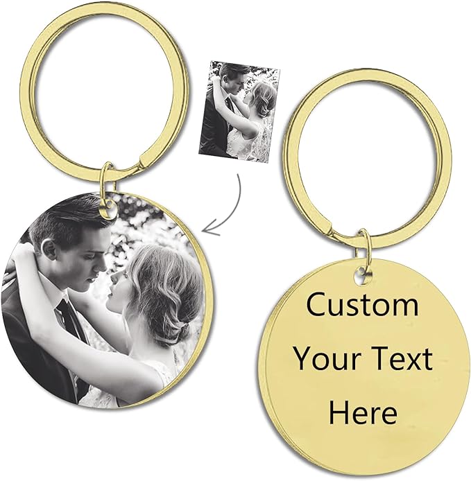 Round shape Gifts for Mum Keyring Personalised with Photo Personalised Gift Funny Gift for Women Keyring with Engraving