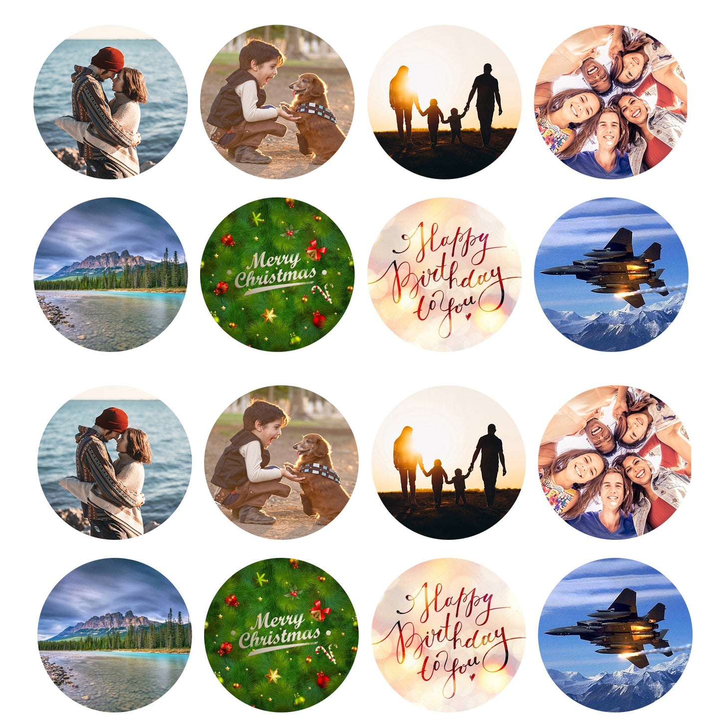 Customize Stickers 1/4/16 Areas Per Sheet Customized Photos Logos Commemorative Photos Square Hearts Round Stickers